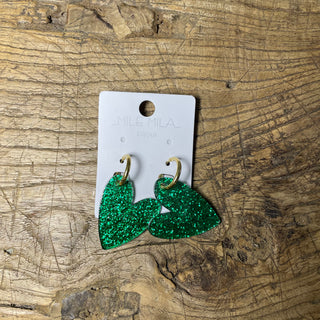 boucles d'oreilles cœur à paillettes